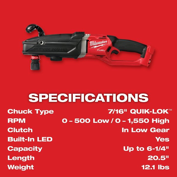 M18 FUEL SUPER HAWG Right Angle Drill w/ QUIK-LOK