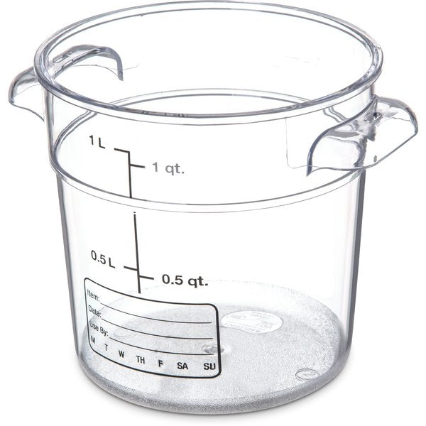 Round Container, 1 qt., Clr, PK12