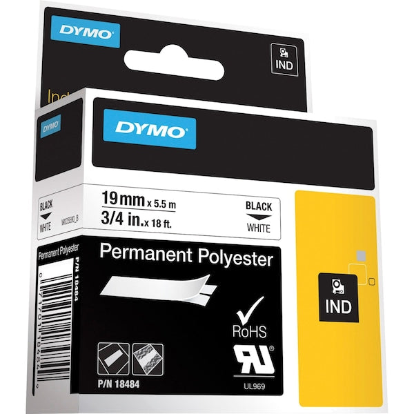 Rhinoâ¢ Label Cartridge, 18 ft. L, Black/White