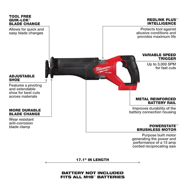 M18 FUEL SAWZALL Reciprocating Saw (Tool Only)