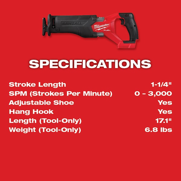 M18 FUEL SAWZALL Reciprocating Saw (Tool Only)