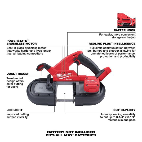 Portable Band Saw, 18V DC, 35 3/8 in Blade Length