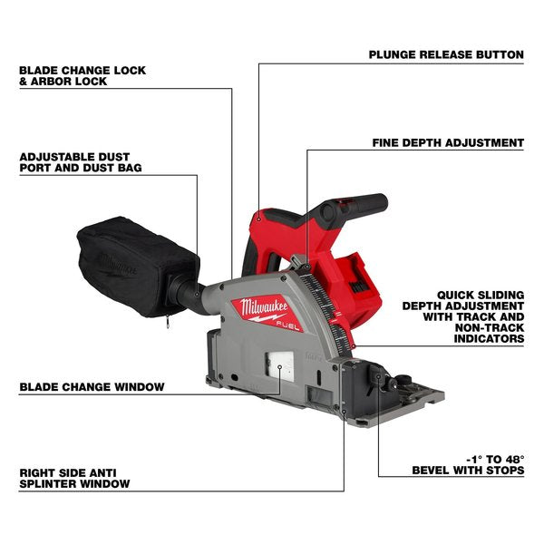 M18 FUEL 6-1/2 in. Plunge Track Saw (Tool Only)