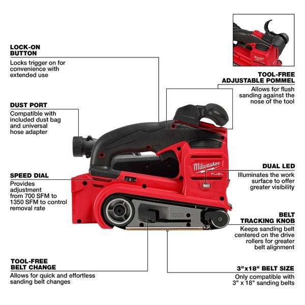 M18 FUEL 3 in. x 18 in. Belt Sander (Tool Only)