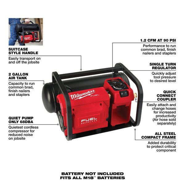 M18 FUELâ¢ 2 Gallon Compact Quiet Compressor
