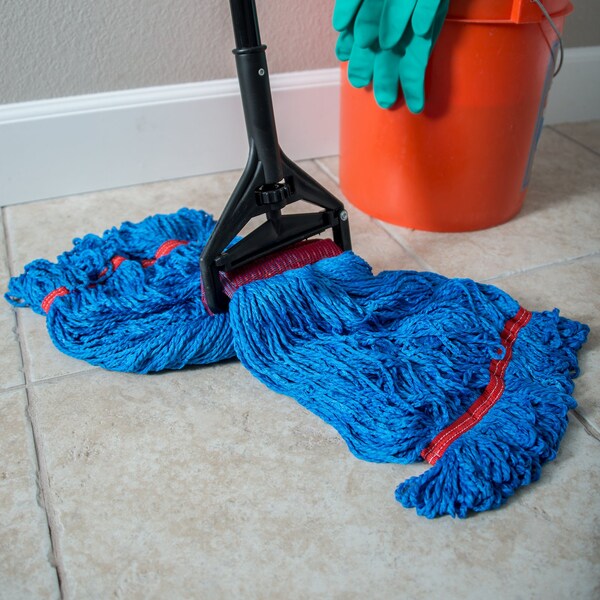 Looped-End Wet Mop, Blue, Microfiber, PK12, 36942014