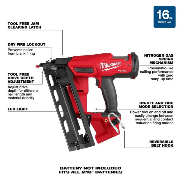 M18 FUEL 16 Gauge Angled Finish Nailer (Tool Only)