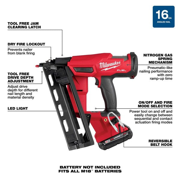 M18 FUEL 16 Gauge Angled Finish Nailer Kit