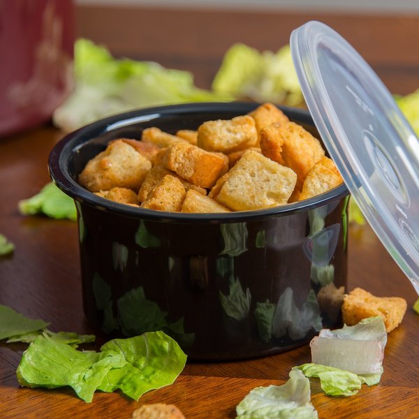 Crock w/Lid, 0.6 qt., Black, PK12
