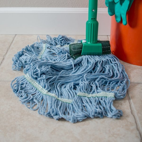 Medium Looped-End Wet Mop, Green Band, PK12, 369448B14