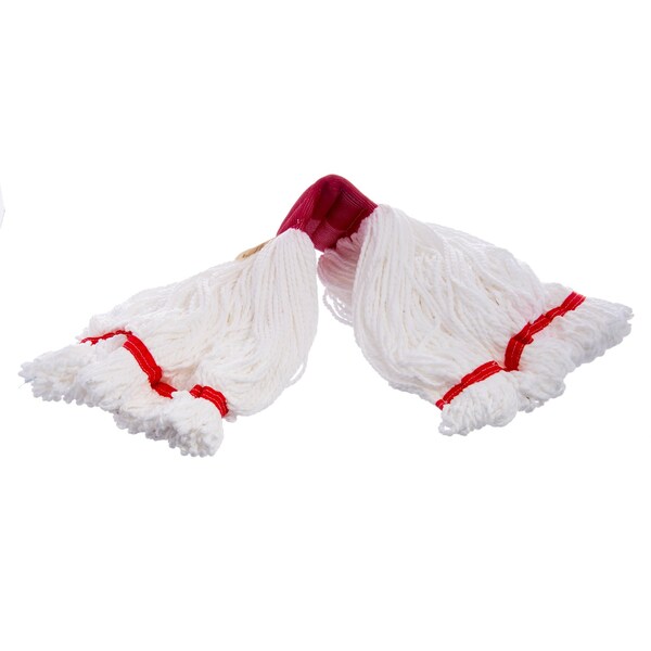 Looped-End Wet Mop, White, Microfiber, PK12