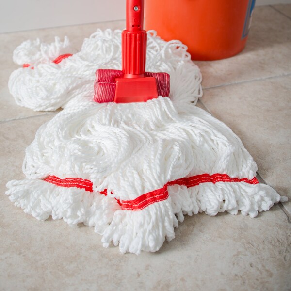 Looped-End Wet Mop, White, Microfiber, PK12