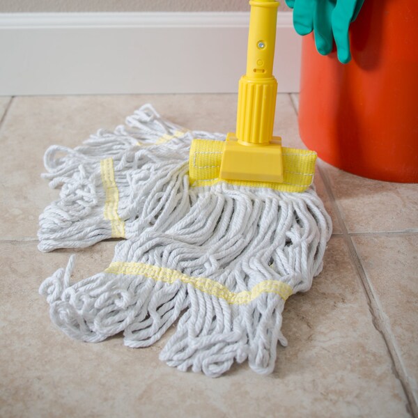 Small Band Mop, Looped-End, Yellow Band, PK12