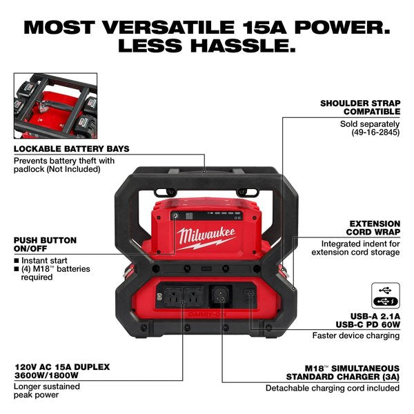 M18 CARRY-ON 3600W/1800W Power Supply (Tool Only)