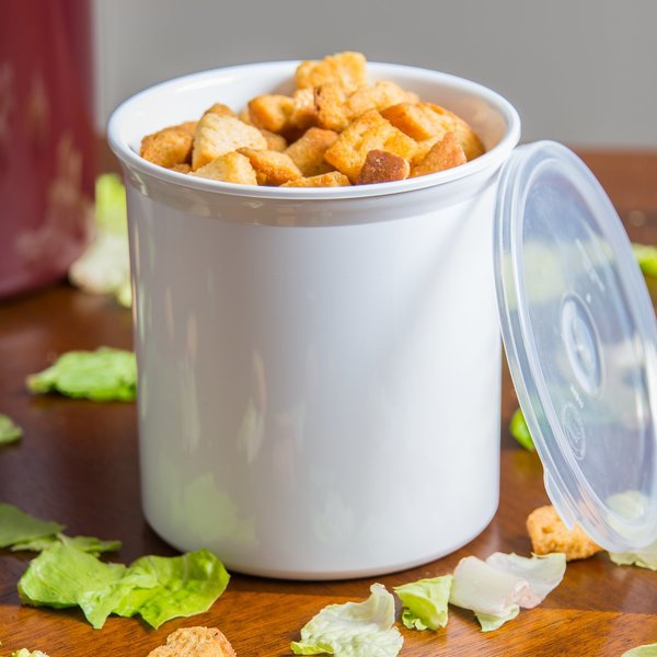 Crock w/Lid, 1.2 qt., White, PK12