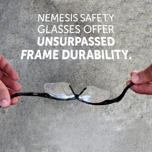 Nemesis Rx Readers Prescription Safety Glasses, Diopter Strength: +2.50, Black Frame, Clear Lens