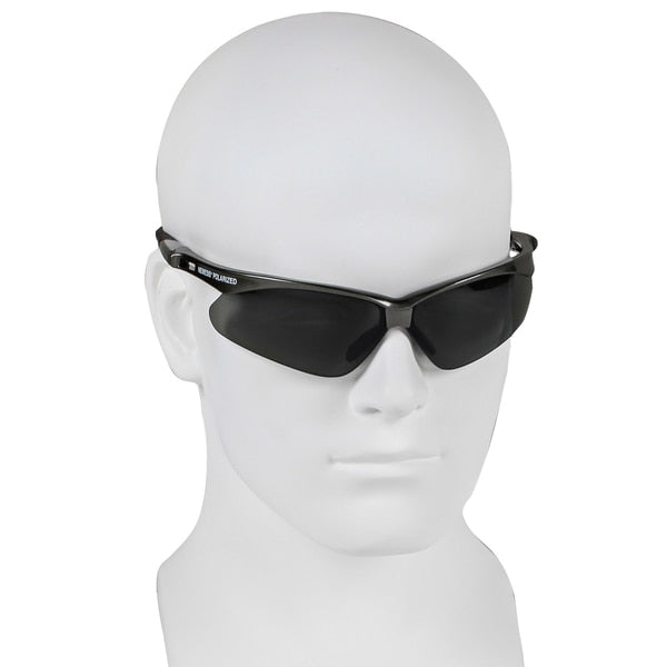 Polarized Safety Glasses, Wraparound Smoke Polycarbonate Lens, Scratch-Resistant