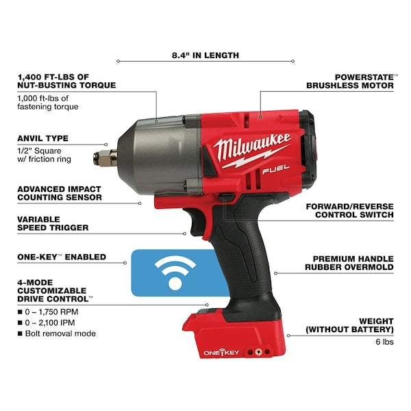M18 FUEL w/ ONE-KEY High Torque Impact Wrench 1/2 in. Friction Ring