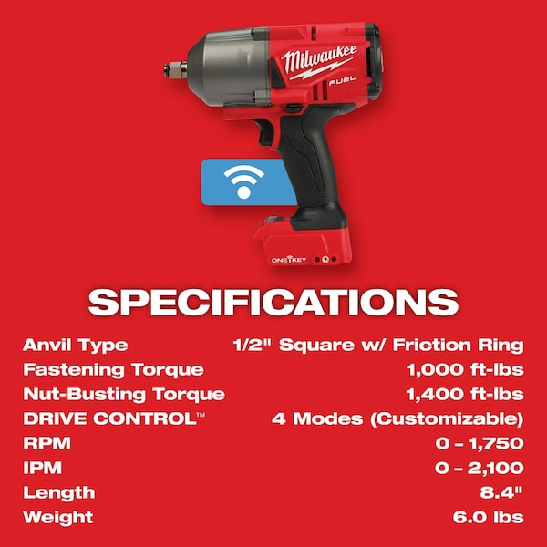 M18 FUEL w/ ONE-KEY High Torque Impact Wrench 1/2 in. Friction Ring