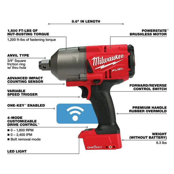 M18 FUEL w/ONE-KEY High Torque Impact Wrench 3/4 in. Friction Ring Bare Tool Friction Ring