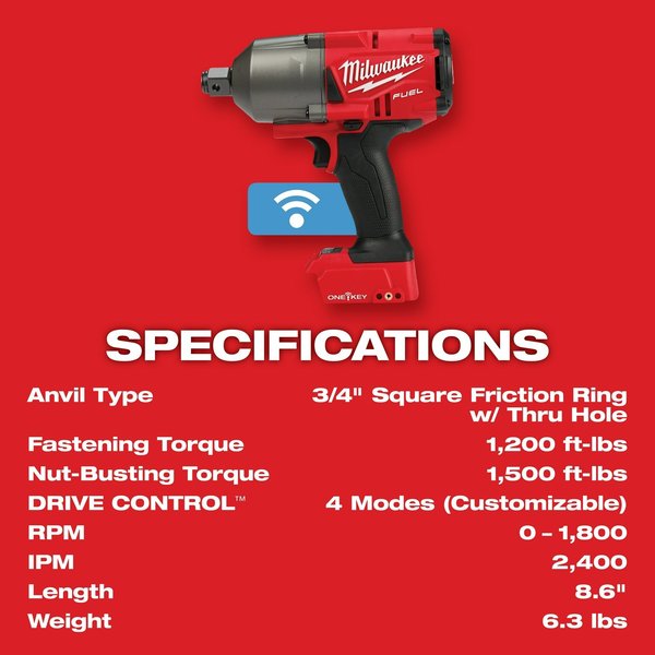 M18 FUEL w/ONE-KEY High Torque Impact Wrench 3/4 in. Friction Ring Bare Tool Friction Ring