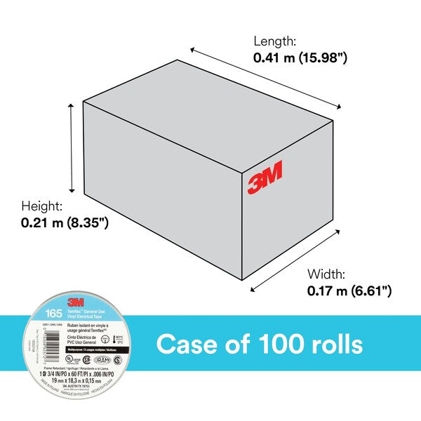 Elec Tape, 60 ft Lx3/4 in W, 6 mil, Gray