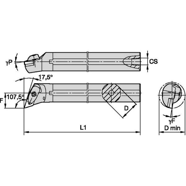 Thread Turning Toolholder, A-DDQ-KC, HSS