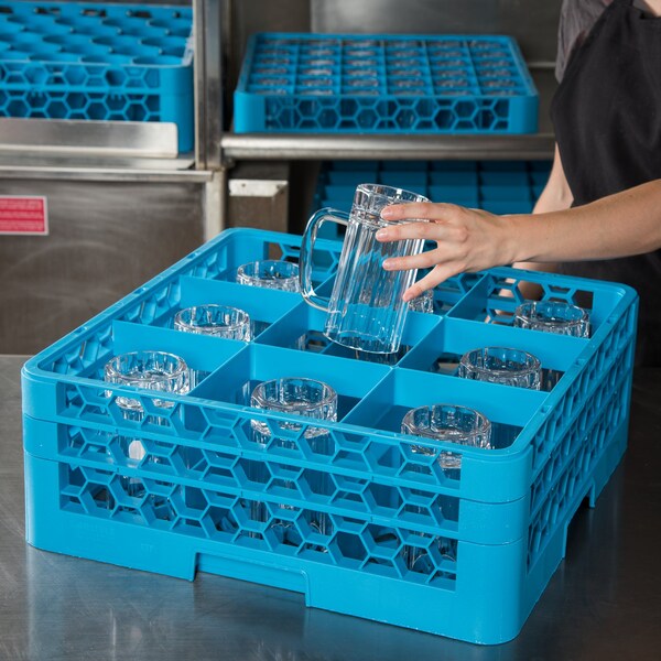 Glass Rack w/2 Extenders, 9 Comp, PK3