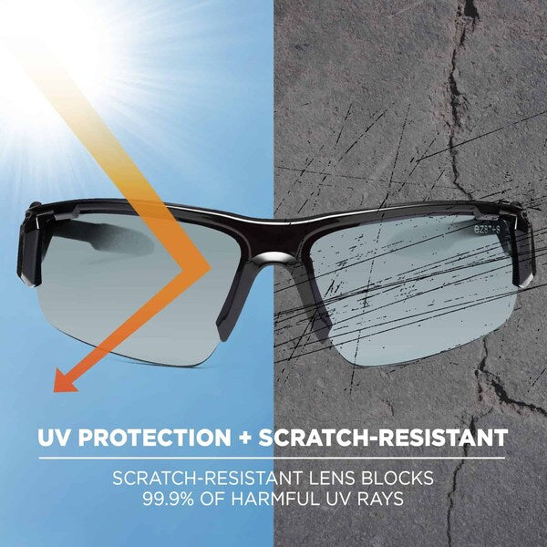 Safety Glasses, Traditional Silver Mirror PC Decenter Lens, Scratch-Resistant