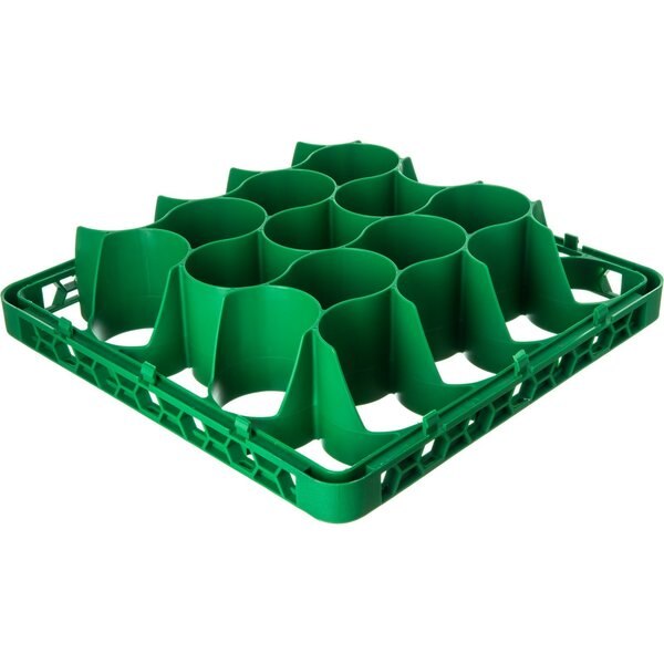 Long Glass Rack Ext, 20 Comp, Grn, PK4