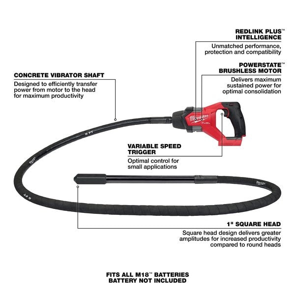 M18 FUEL 8 ft. Concrete Pencil Vibrator (Tool Only)