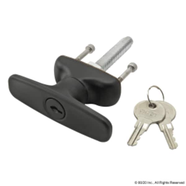 T-Handle, Lock Clockwise, Black