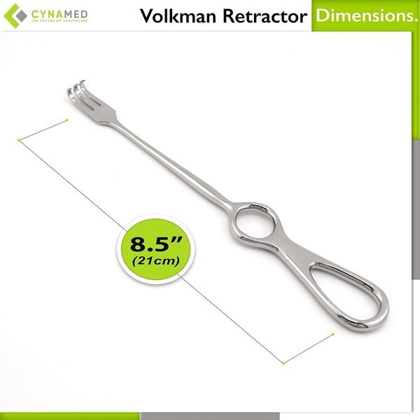Volkman Retractor, Sharp, 3-Prong, 8.5
