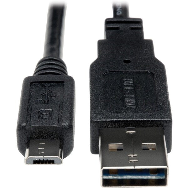USB Reversible 2.0 Cable, 5 Pin, Micro, 1ft