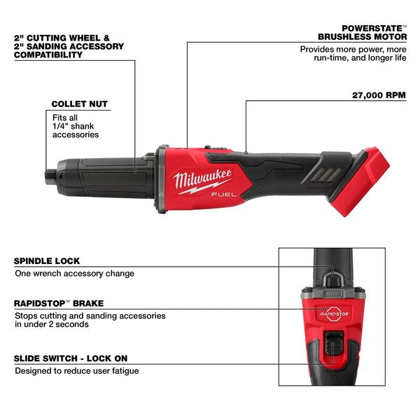 M18 FUEL Braking Die Grinder with Lock-On Slide Switch (Tool Only)