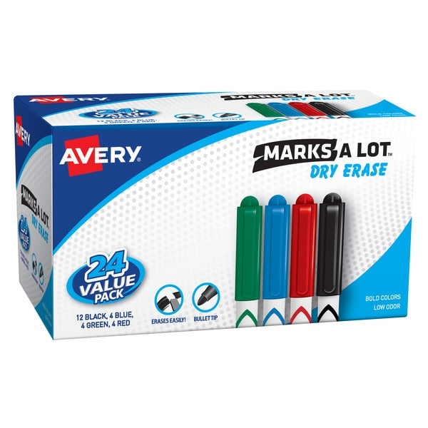 Pen Style Dry Erase Markers, Assort, PK24