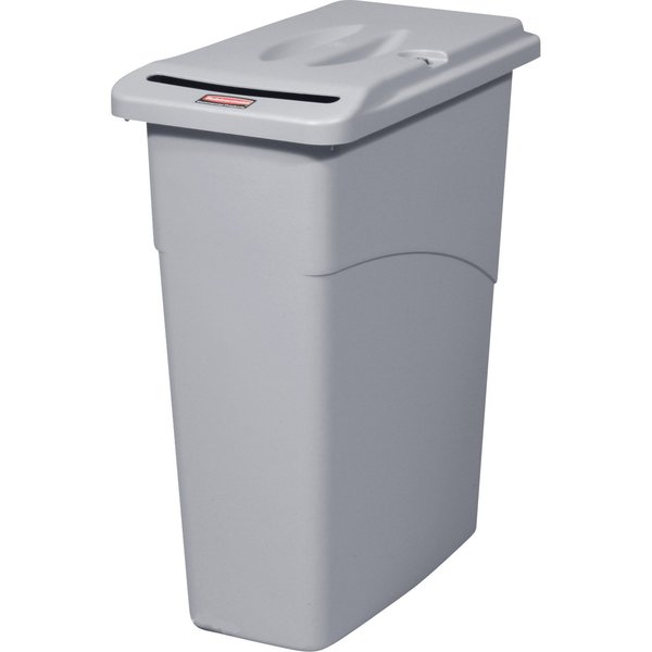 23 gal Rectangular Confidential Waste Container, Gray, 11 in Dia, Snap-On, Plastic