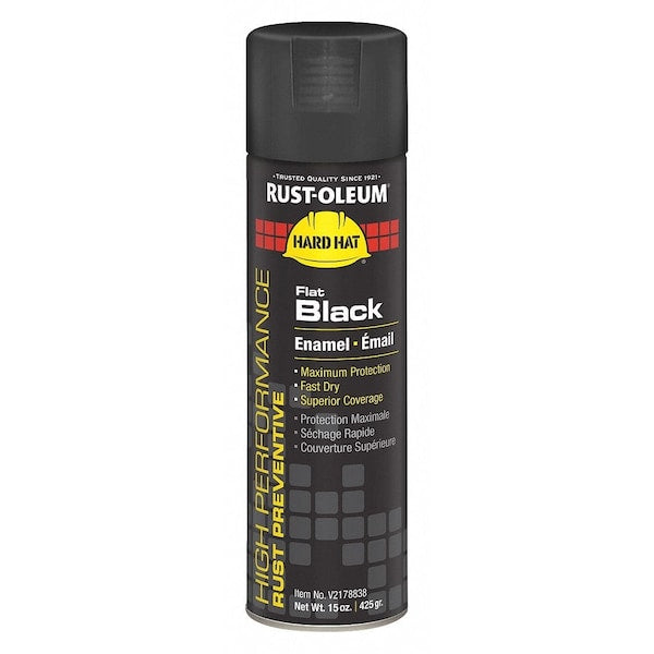 Rust Preventative Spray Paint, Black, Flat, 15 oz