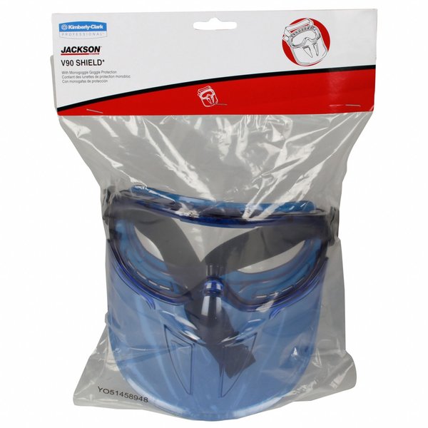 Goggles with Face Shield, V90, Anti-Fog Coating, Clear Lenses, Blue Frame, Blue Shield, Unisex