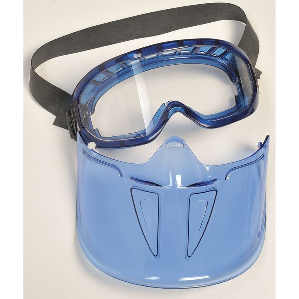 Goggles with Face Shield, V90, Anti-Fog Coating, Clear Lenses, Blue Frame, Blue Shield, Unisex