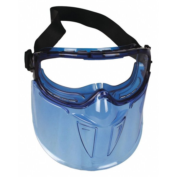 Goggles with Face Shield, V90, Anti-Fog Coating, Clear Lenses, Blue Frame, Blue Shield, Unisex