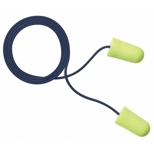 E-A-R Disposable Corded Ear Plugs, Metal Detectable, Bullet Shape, NRR 32 dB, Yellow, 100 Pairs