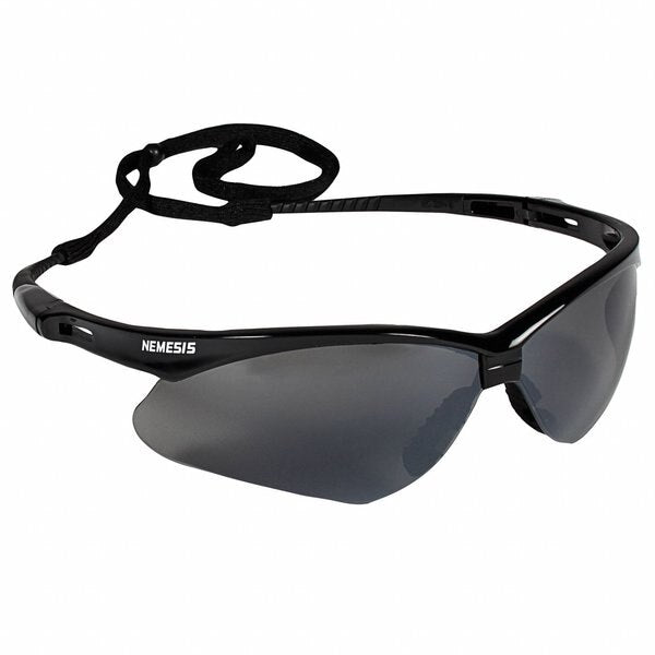 V30 Nemesis Safety Glasses, Mirror Coating, Scratch-Resistant, Black Half Frame, Smoke Lens