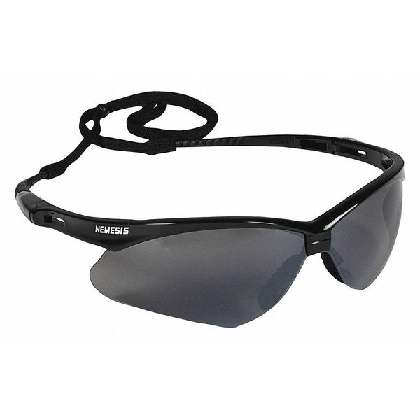 V30 Nemesis Safety Glasses, Mirror Coating, Scratch-Resistant, Black Half Frame, Smoke Lens