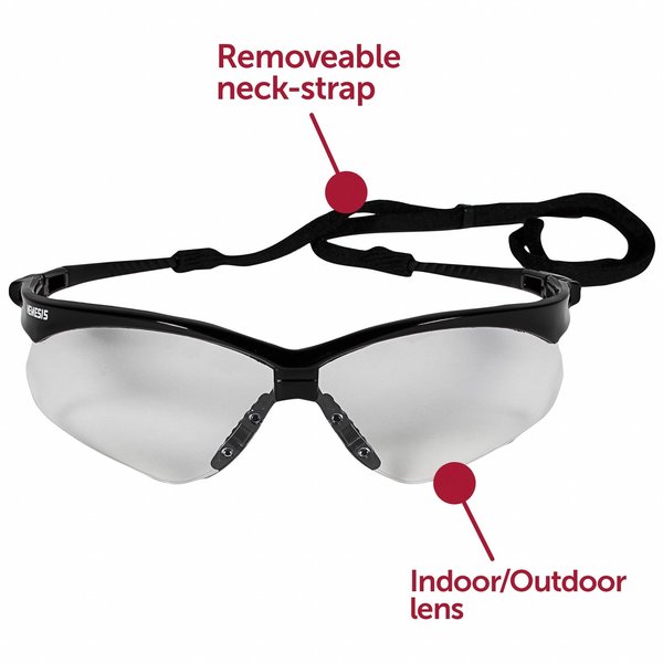 Nemesis Safety Glasses, Scratch-Resistant, Polycarbonate, Black Half-Frame, Indoor/Outdoor Lens