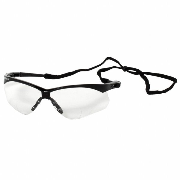 Nemesis Rx Readers Prescription Safety Glasses, Diopter Strength: +2.50, Black Frame, Clear Lens