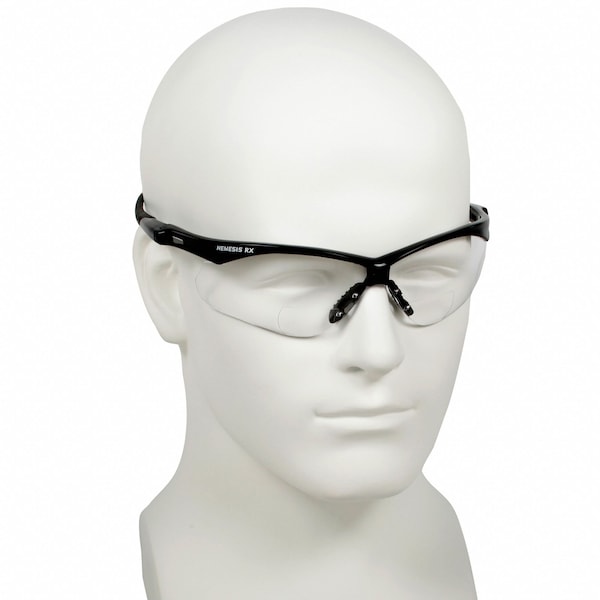 Nemesis Bifocal Safety Reading Glasses, +1.50 Diopter, Anti-Scratch, Wraparound Frame, Clear/Black
