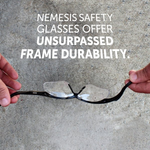 Nemesis Rx Readers Prescription Safety Glasses, Diopter Strength: +2.50, Black Frame, Clear Lens
