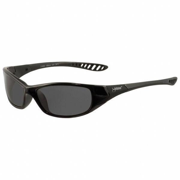 V40 Hellraiser Safety Glasses, Scratch-Resistant, Polycarbonate, Black Full-Frame, Smoke Lens