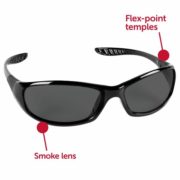 V40 Hellraiser Safety Glasses, Scratch-Resistant, Polycarbonate, Black Full-Frame, Smoke Lens